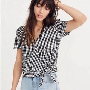 Madewell gingham wrap top